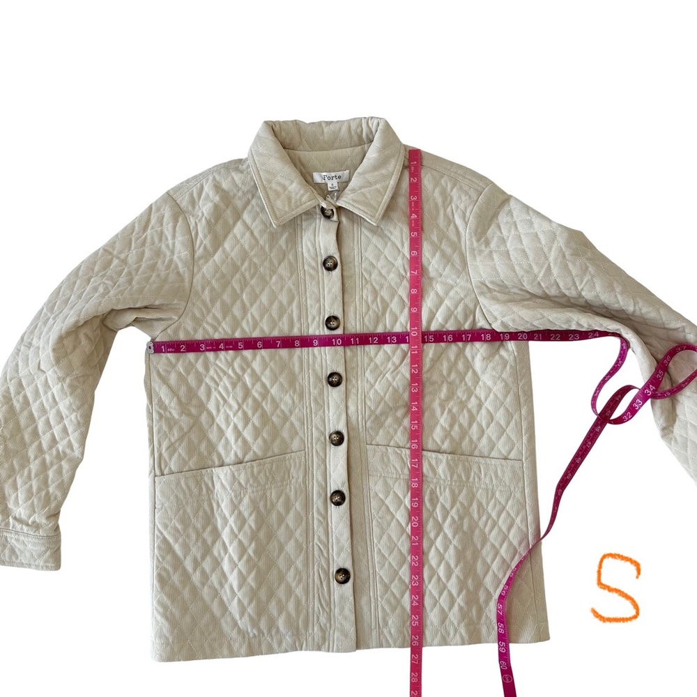 Diamond Quilted Corduroy Button-Up Jacket in Ecru - Picture 13 of 16